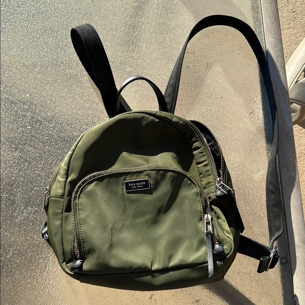 Kate Spade Green Compact Backpack with Black Straps